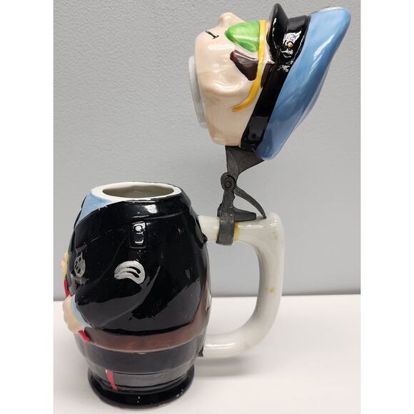 M.S.R. Imports Policeman Mug, Ceramic, Pewter Lid, Hand Painted, 8.25" Vintage - Picture 6 of 16